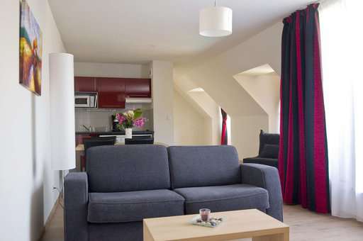 Example of the living room in an apartment of the holiday residence Goélia Les Gorges de la Truyère in Entraygues, Aveyron