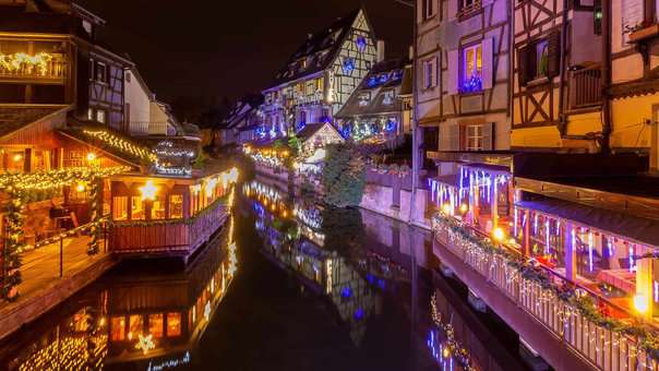 Christmas decorations in Colmar, Little Venice in winter