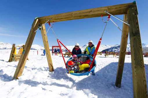 Kids playgroung in the resort of La Toussuire in the Alps