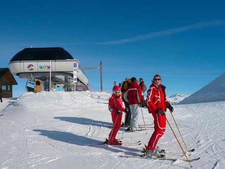 Ski lifts in the ski resort of St Sorlin d'Arves in the Alps