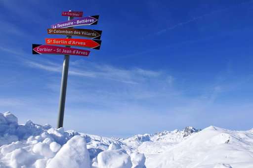 Le Corbier ski resort in the heart of the Sybelles ski resort in winter