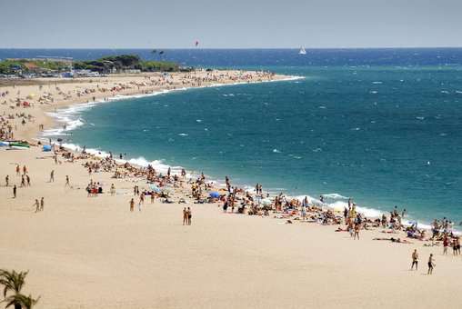 Plage de Malgrat de Mar, sur la Costa Barcelona, en Espagne