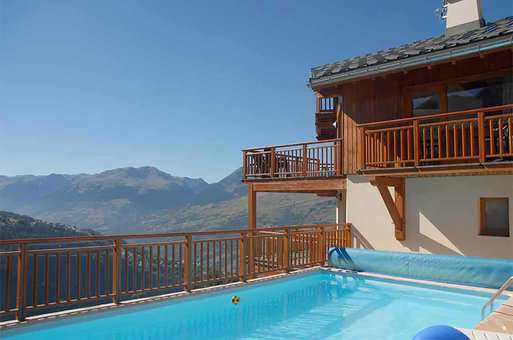Heated swimming-pool of the Peisey Vallandry region, in the Northern Alps
