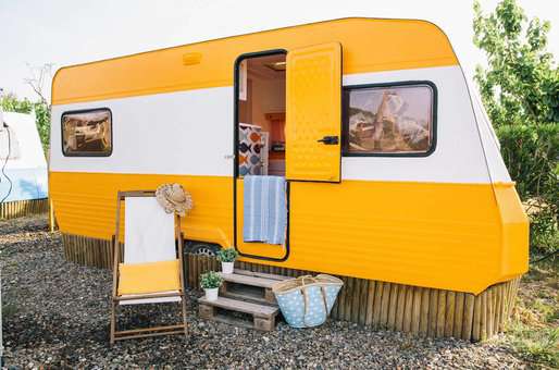 Exemple de caravane vintage du camping Miramar à Mont-Roig del Camp en Espagne