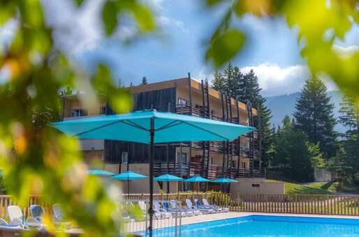 Heated swimming pool at the Le Sornin holiday residence in Autrans en Vercors, Isère