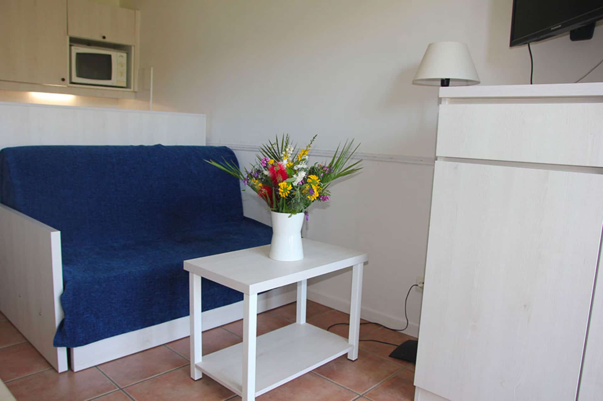 Example of living room of an apartment of the holiday residence Goélia Le Domaine de la Pinède au Lavandou Example of living room of an apartment of the holiday residence Goélia Le Domaine de la Pinède au Lavandou