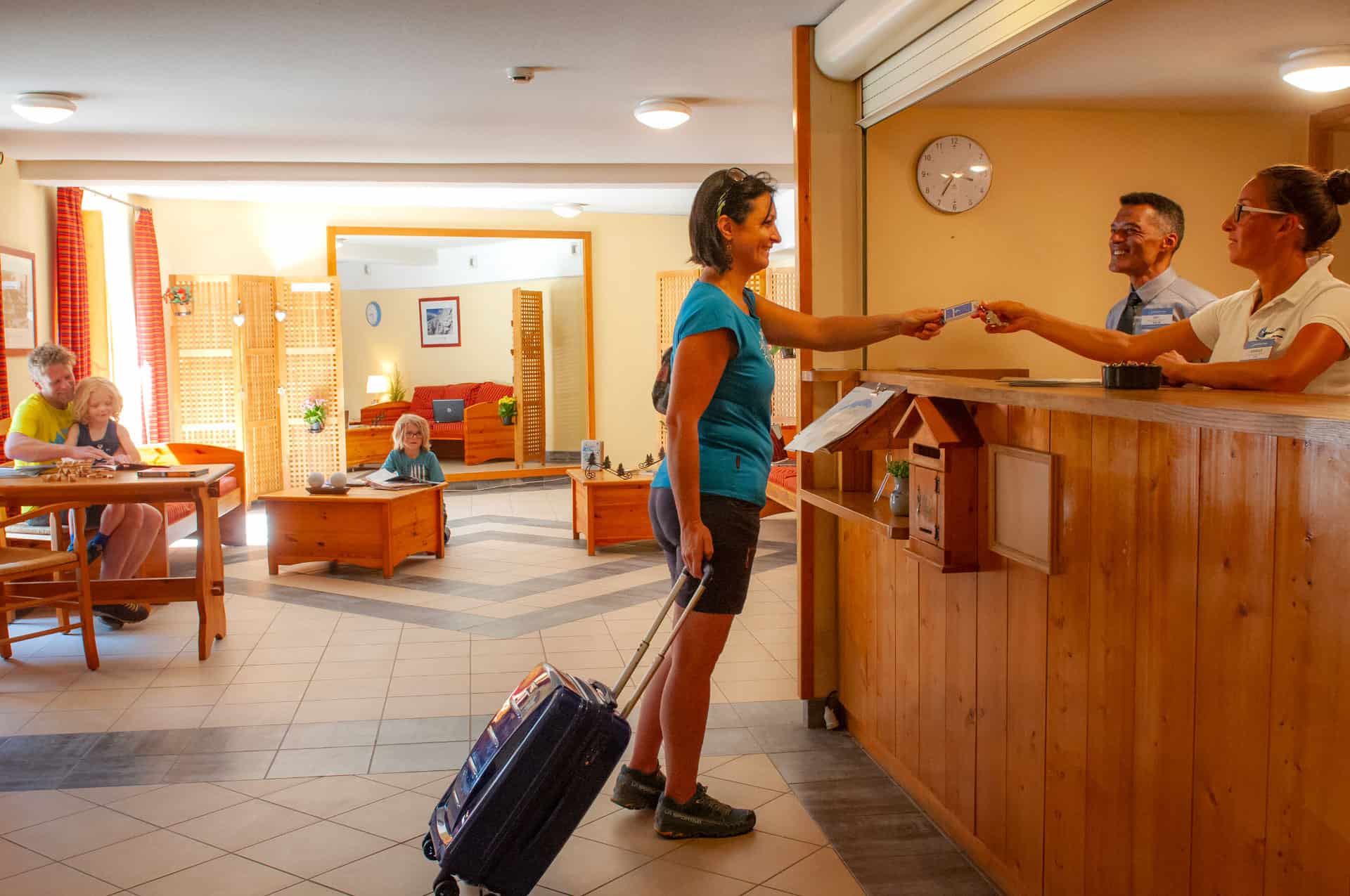 The reception of the Le Blanchot holiday residence in Pralognan-la-Vanoise, in the Northern Alps The reception of the Le Blanchot holiday residence in Pralognan-la-Vanoise, in the Northern Alps