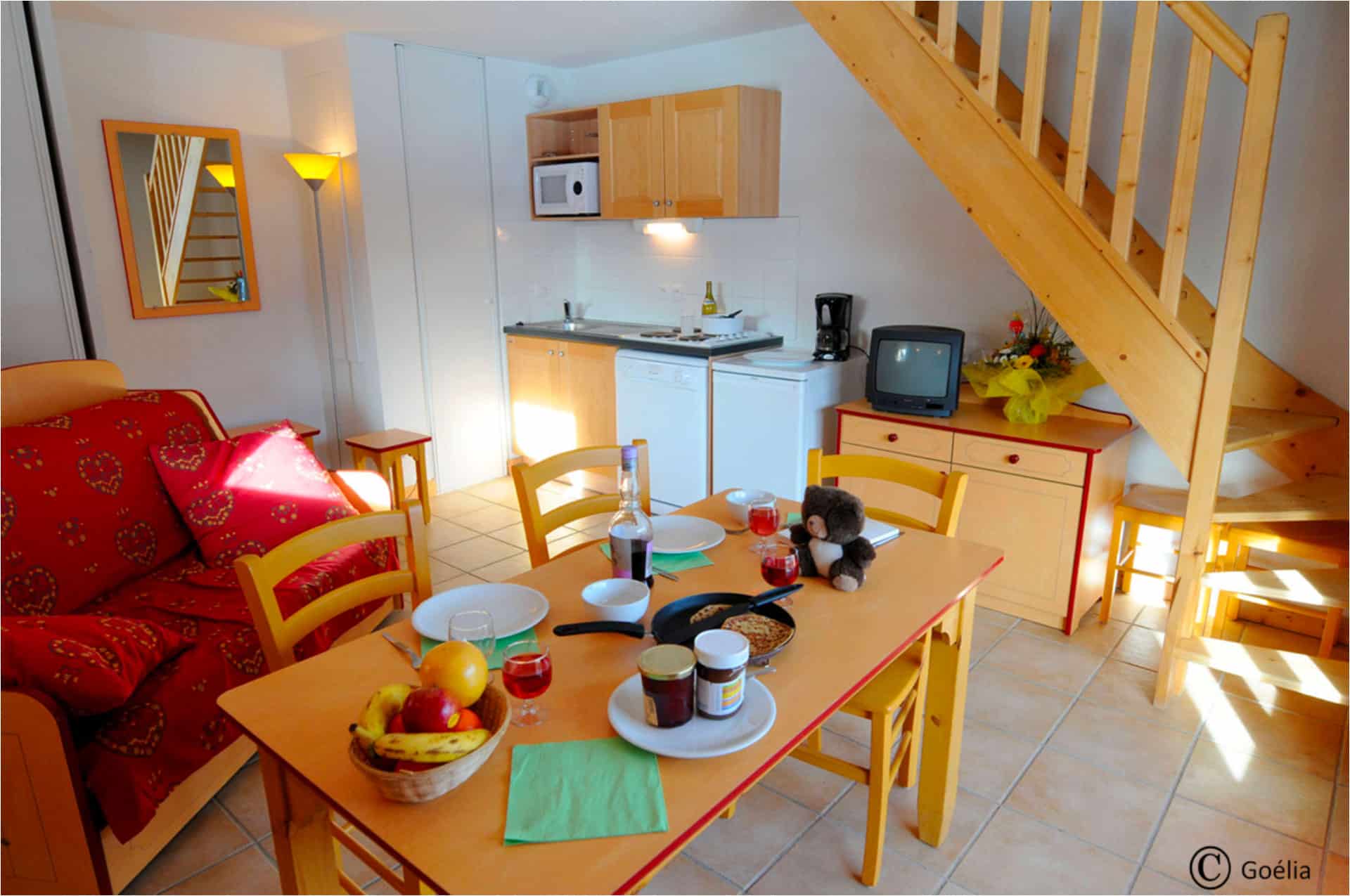 Example of the interior of the holiday residence Les Flocons d'Argent in Aussois, in the Northern Alps Example of the interior of the holiday residence Les Flocons d'Argent in Aussois, in the Northern Alps
