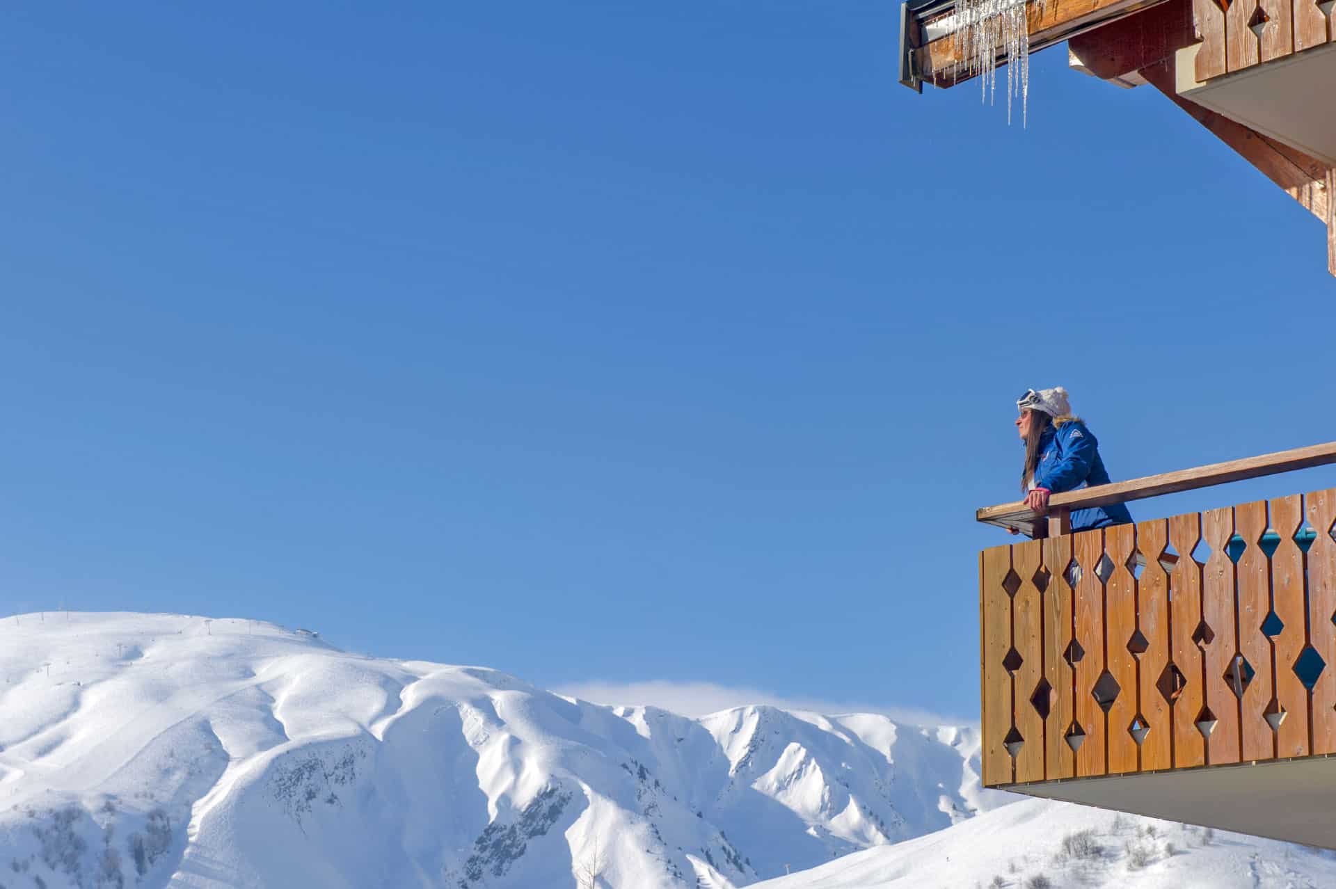 Exemple de balcon dans la résidence de vacances Goélia Les Chalets de La Toussuire à La Toussuire Exemple de balcon dans la résidence de vacances Goélia Les Chalets de La Toussuire à La Toussuire