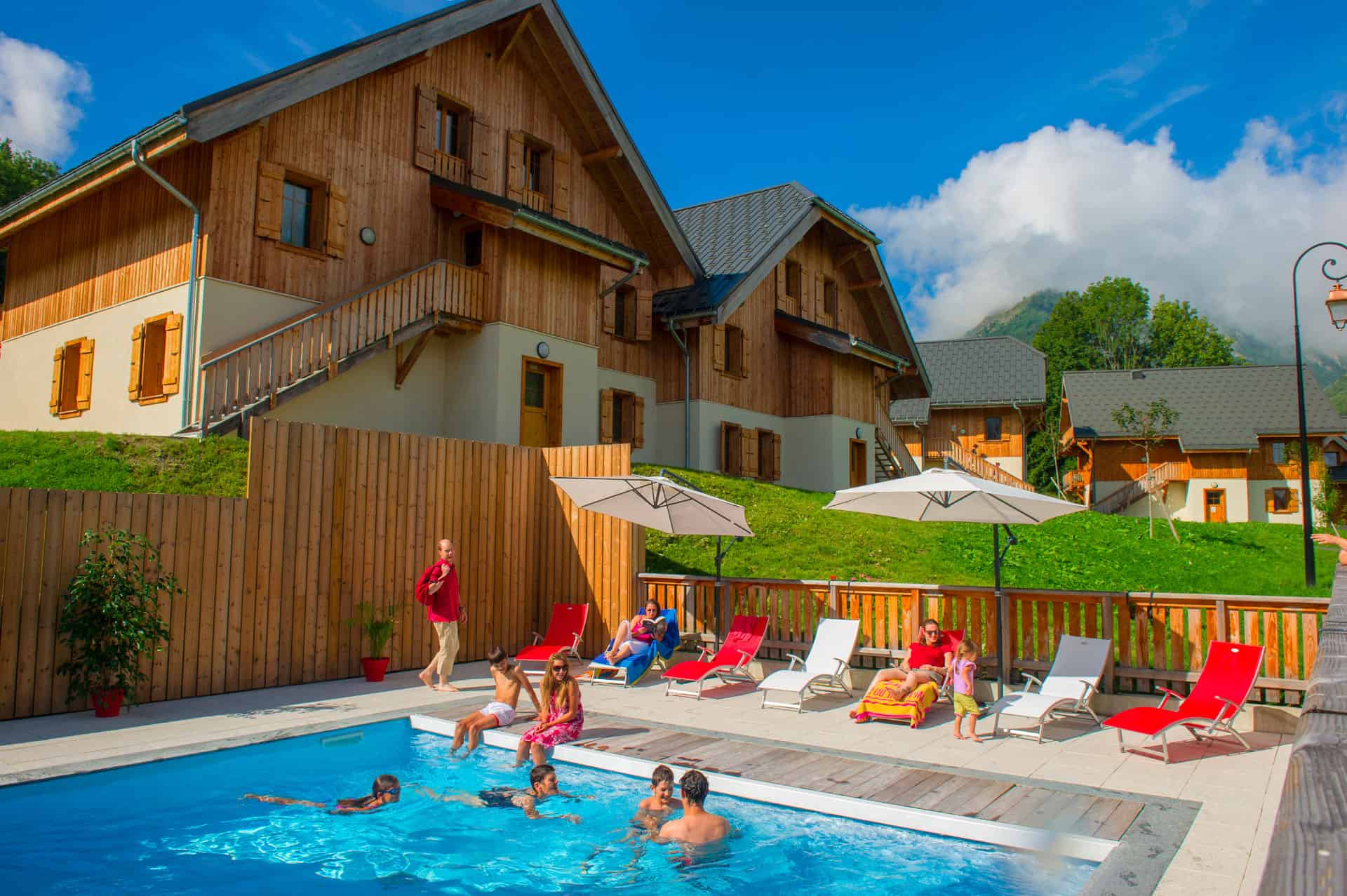 Exterior interior heated pool on the vacation residence Goélia Les Chalets de Belledonne in St Colomban Les Sybelles Exterior interior heated pool on the vacation residence Goélia Les Chalets de Belledonne in St Colomban Les Sybelles