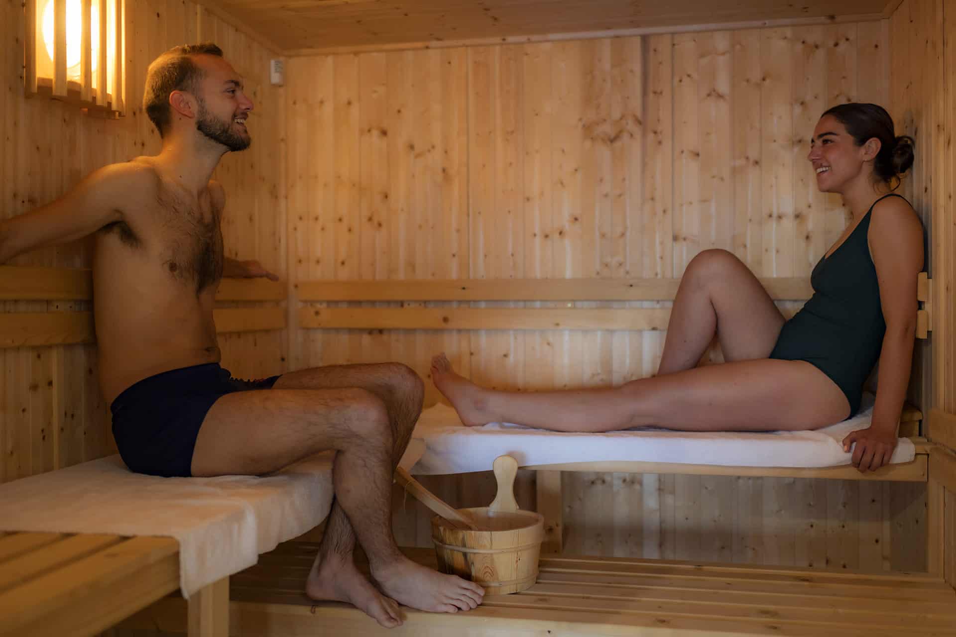 Sauna de la résidence de vacances Les Chalets des Pistes à Combloux, dans les Alpes du Nord Sauna de la résidence de vacances Les Chalets des Pistes à Combloux, dans les Alpes du Nord