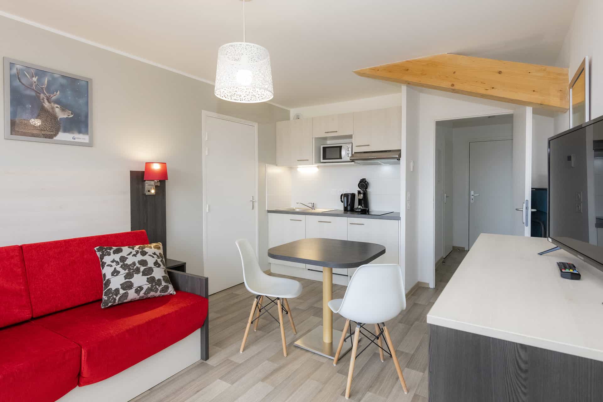 Exemple d'intérieur de la résidence de vacances Les Chalets des Pistes à Combloux, dans les Alpes du Nord Exemple d'intérieur de la résidence de vacances Les Chalets des Pistes à Combloux, dans les Alpes du Nord
