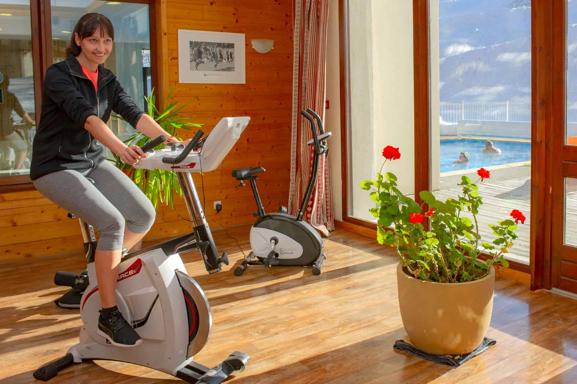 Salle de fitness de la résidence de vacances Goélia Les Terrasses du Corbier au Corbier en hiver Salle de fitness de la résidence de vacances Goélia Les Terrasses du Corbier au Corbier en hiver