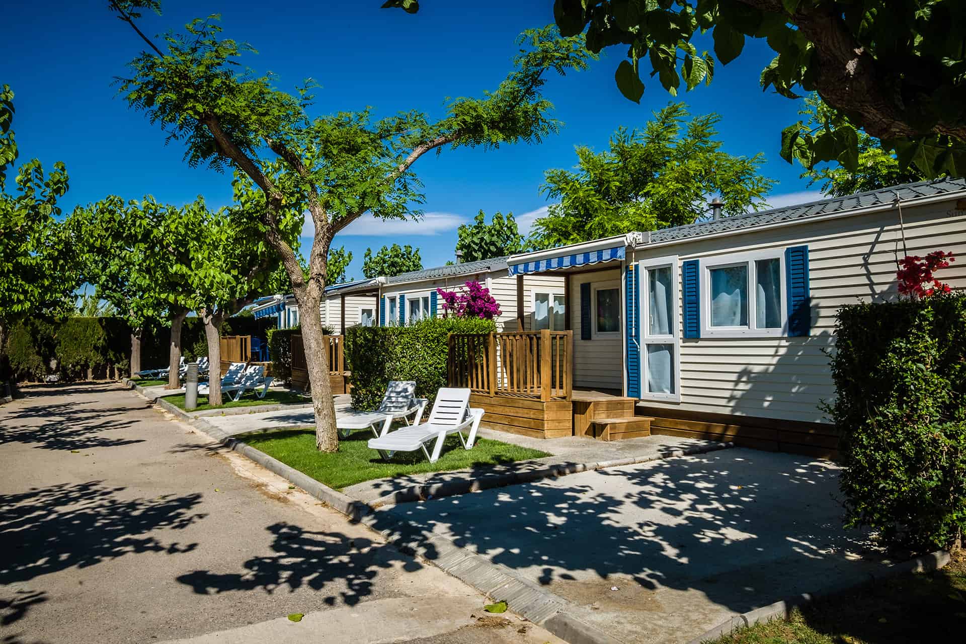 Mobile-home de la résidence de vacances Vendrell Platja à Comarruga, sur la Costa Dorada, en Espagne Mobile-home de la résidence de vacances Vendrell Platja à Comarruga, sur la Costa Dorada, en Espagne