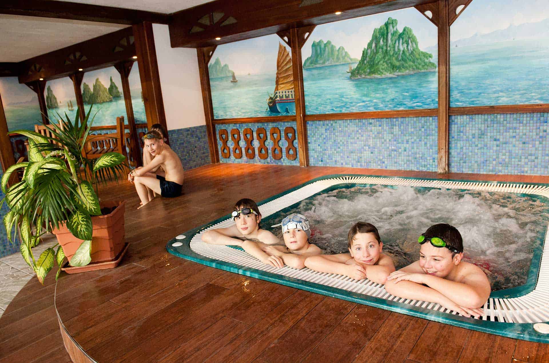 Bain à remous de la résidence de vacances les Vallées à la Bresse Bain à remous de la résidence de vacances les Vallées à la Bresse
