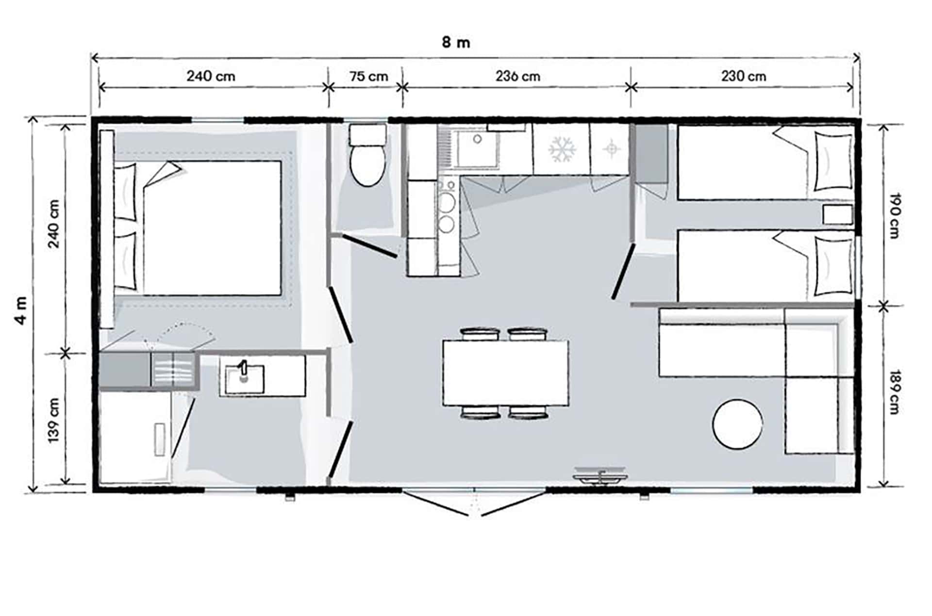 Exemple de plan d'un logement prestige escapade de la résidence de vacances L'orangerie de Lanniron proche de Quimper Exemple de plan d'un logement prestige escapade de la résidence de vacances L'orangerie de Lanniron proche de Quimper