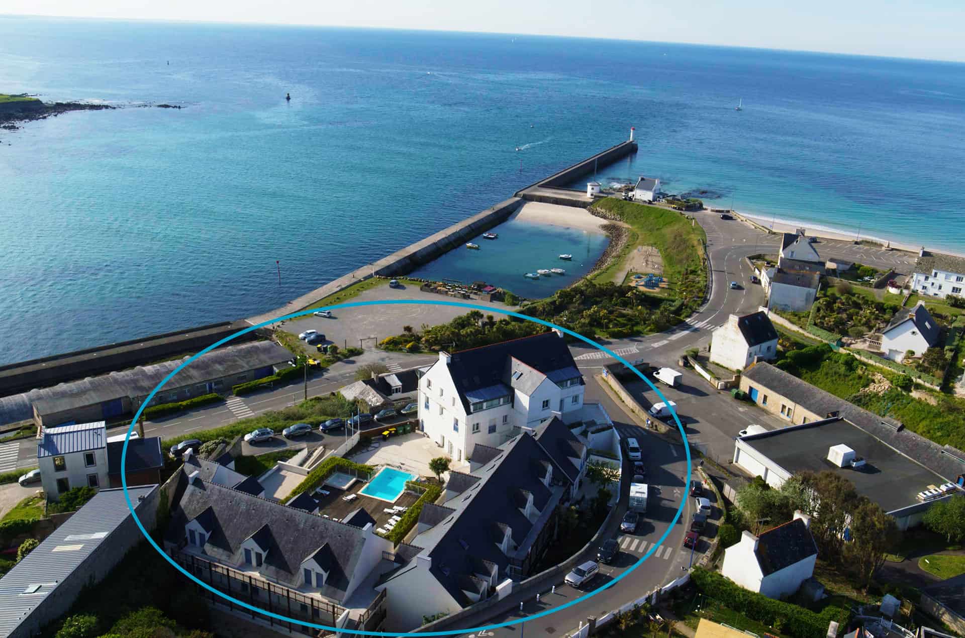 Vue aérienne de la résidence de vacances Goélia An Douar à Audierne Vue aérienne de la résidence de vacances Goélia An Douar à Audierne