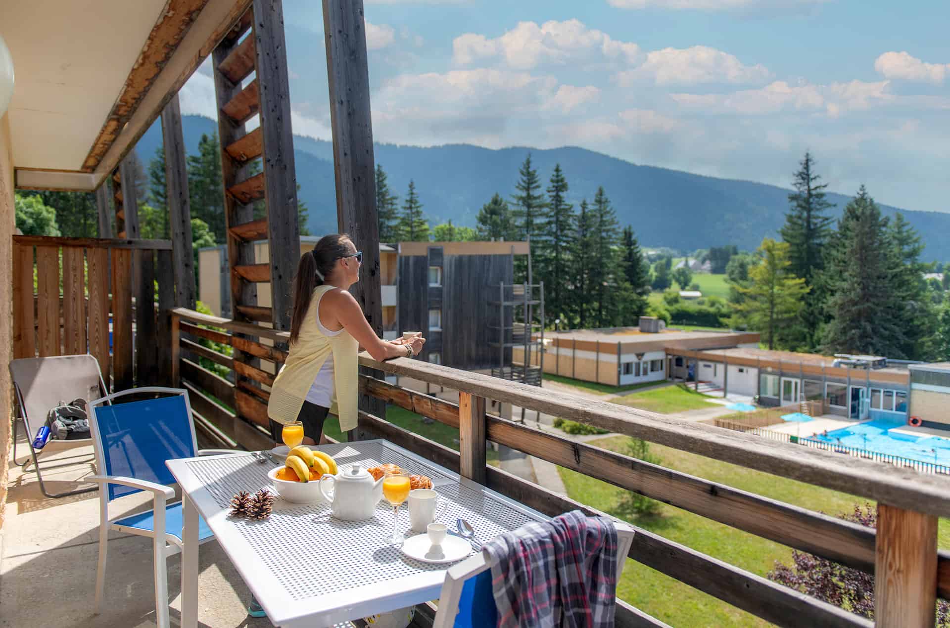 Example of a terrace at the Goélia le Sornin holiday residence in Autrans en Vercors Example of a terrace at the Goélia le Sornin holiday residence in Autrans en Vercors