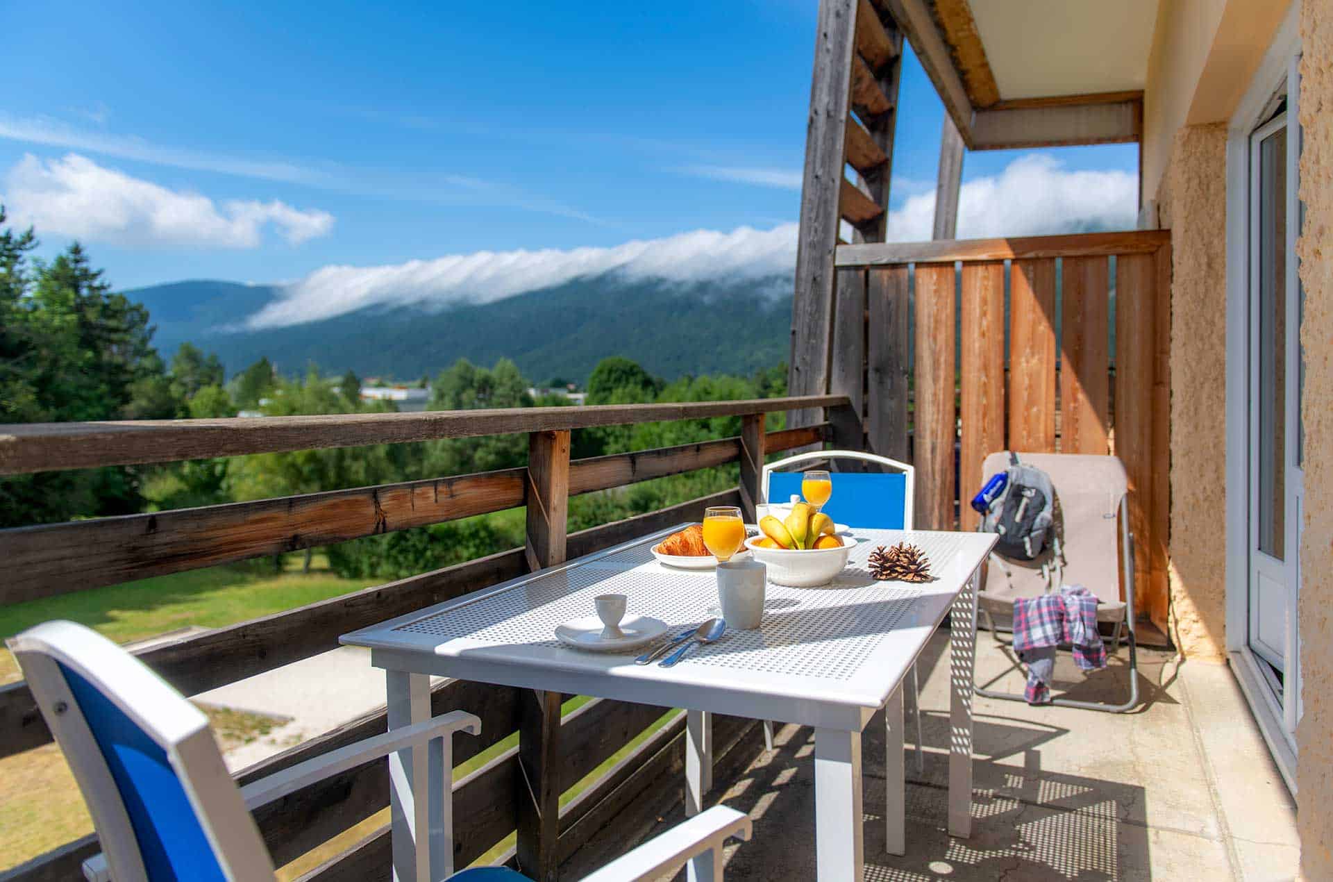 Example of a terrace at the Goélia le Sornin holiday residence in Autrans en Vercors Example of a terrace at the Goélia le Sornin holiday residence in Autrans en Vercors