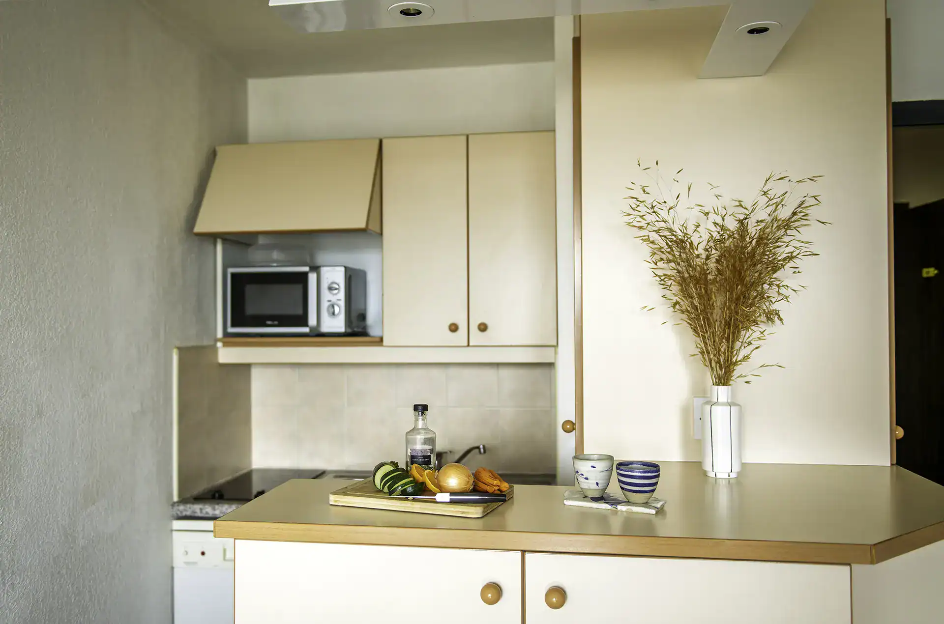 Kitchnette d'un appartement de la résidence de vacances Goélia Bleue Océane à Carnac