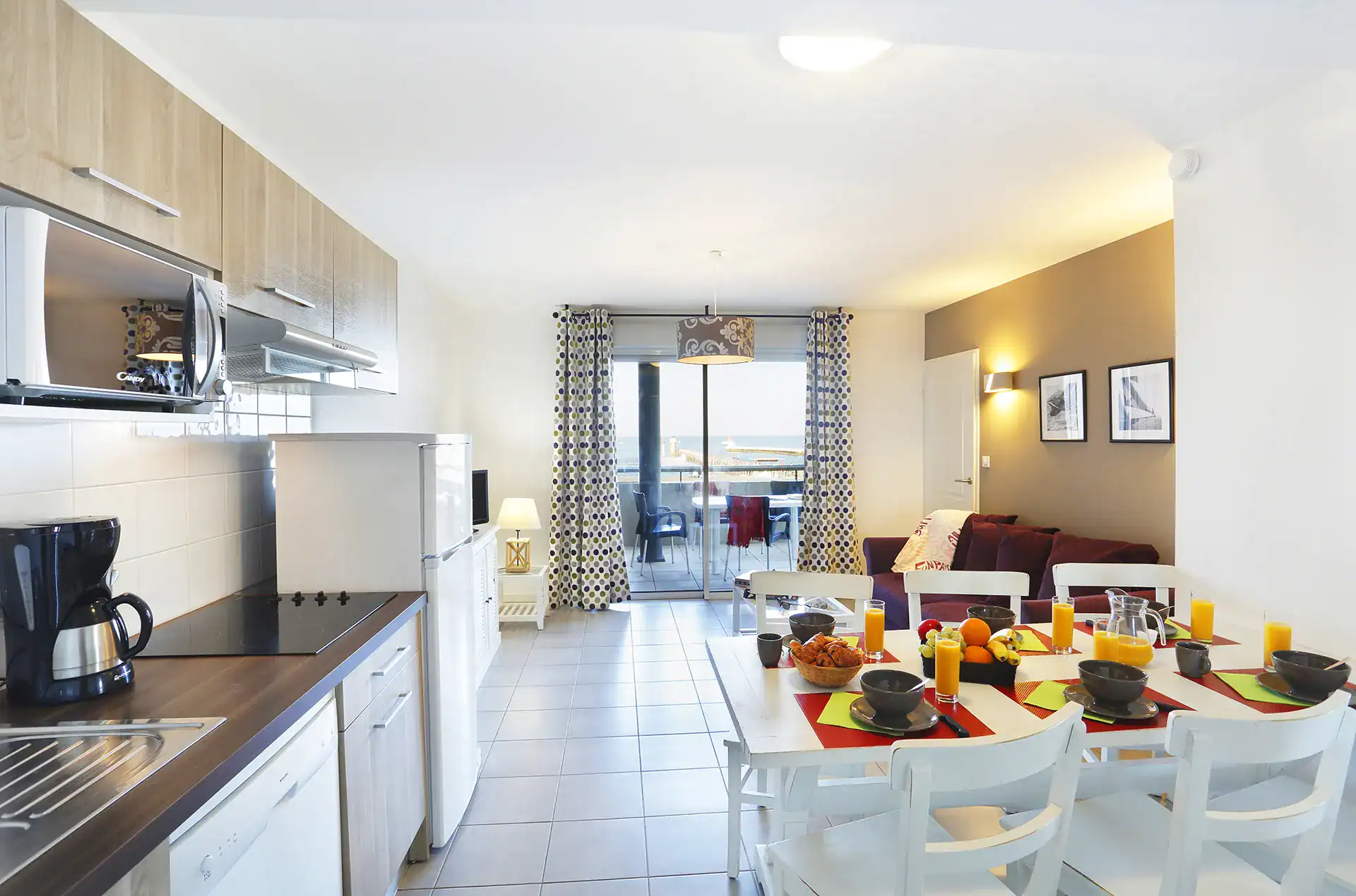 Example of the interior of a holiday home at the Goélia L'Estacade holiday residence in Cape Breton