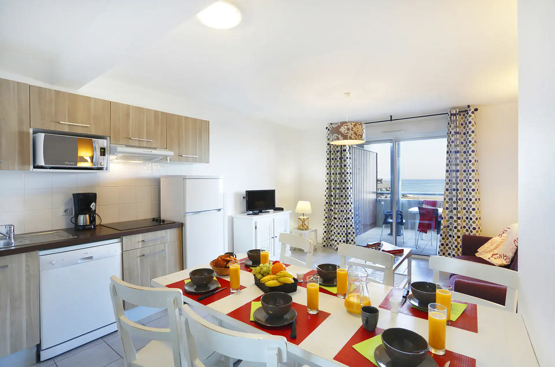 Example of the interior of a holiday home at the Goélia L'Estacade holiday residence in Cape Breton