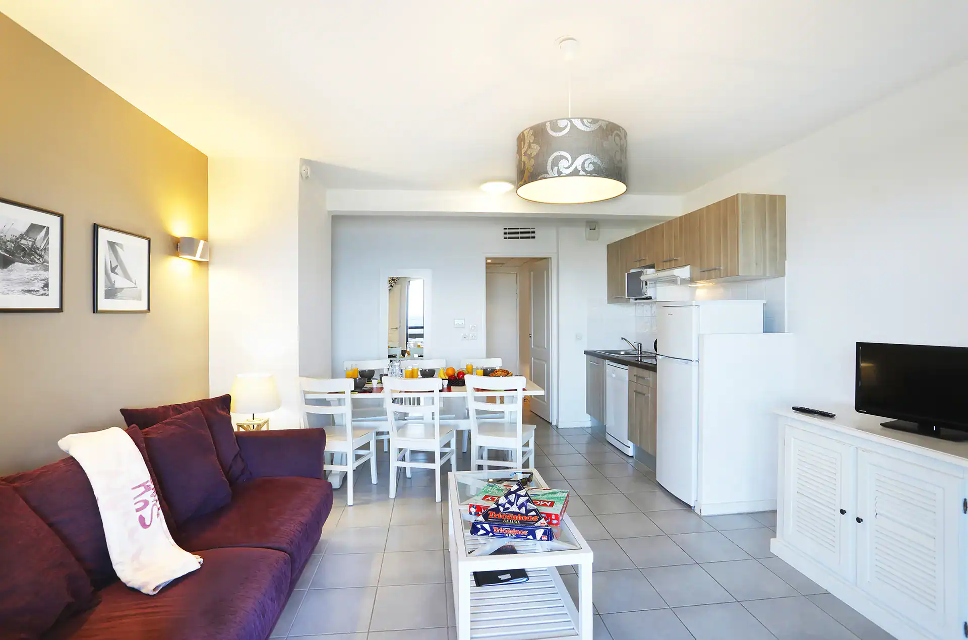 Example of the interior of a holiday home at the Goélia L'Estacade holiday residence in Cape Breton