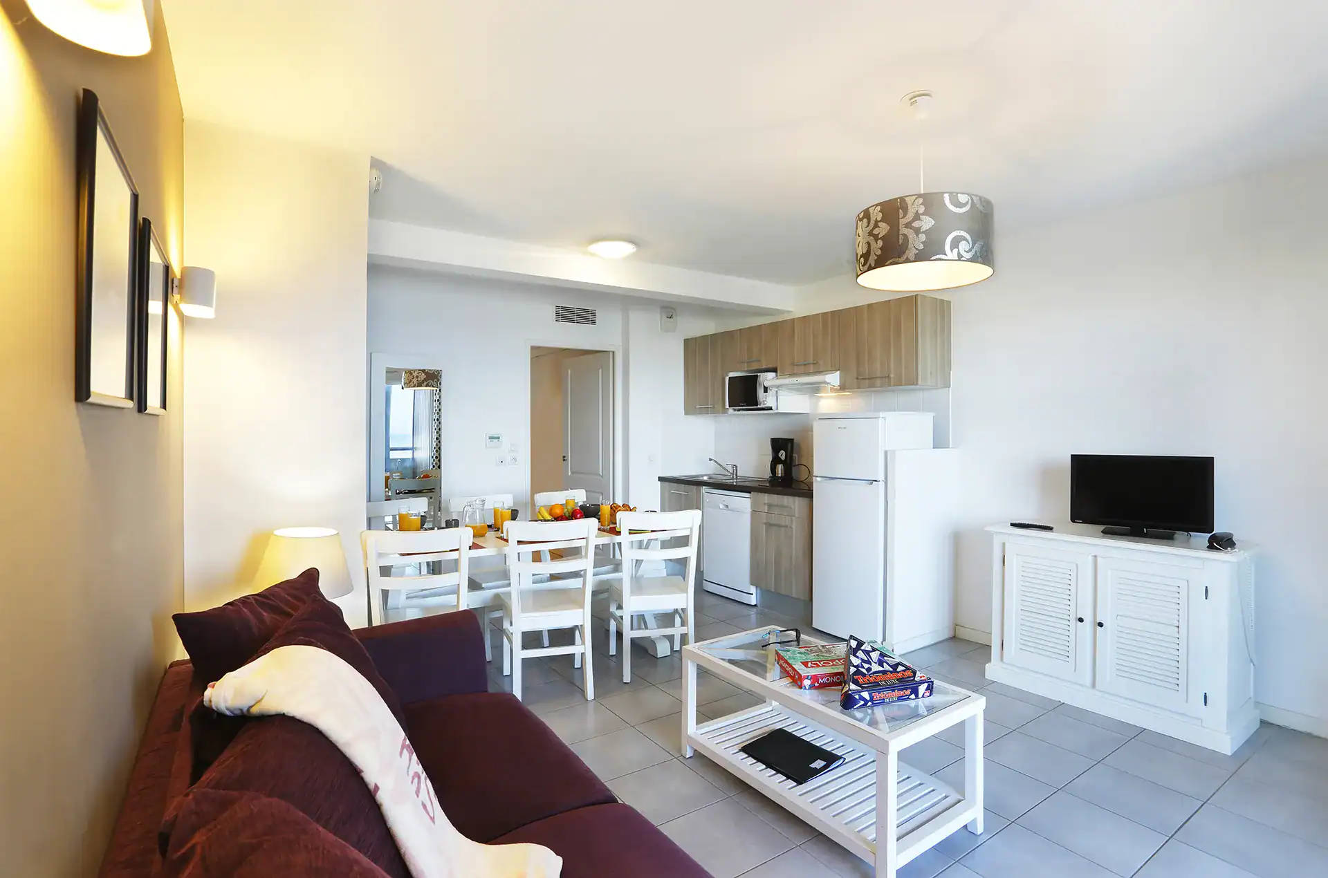 Example of the interior of a holiday home at the Goélia L'Estacade holiday residence in Cape Breton