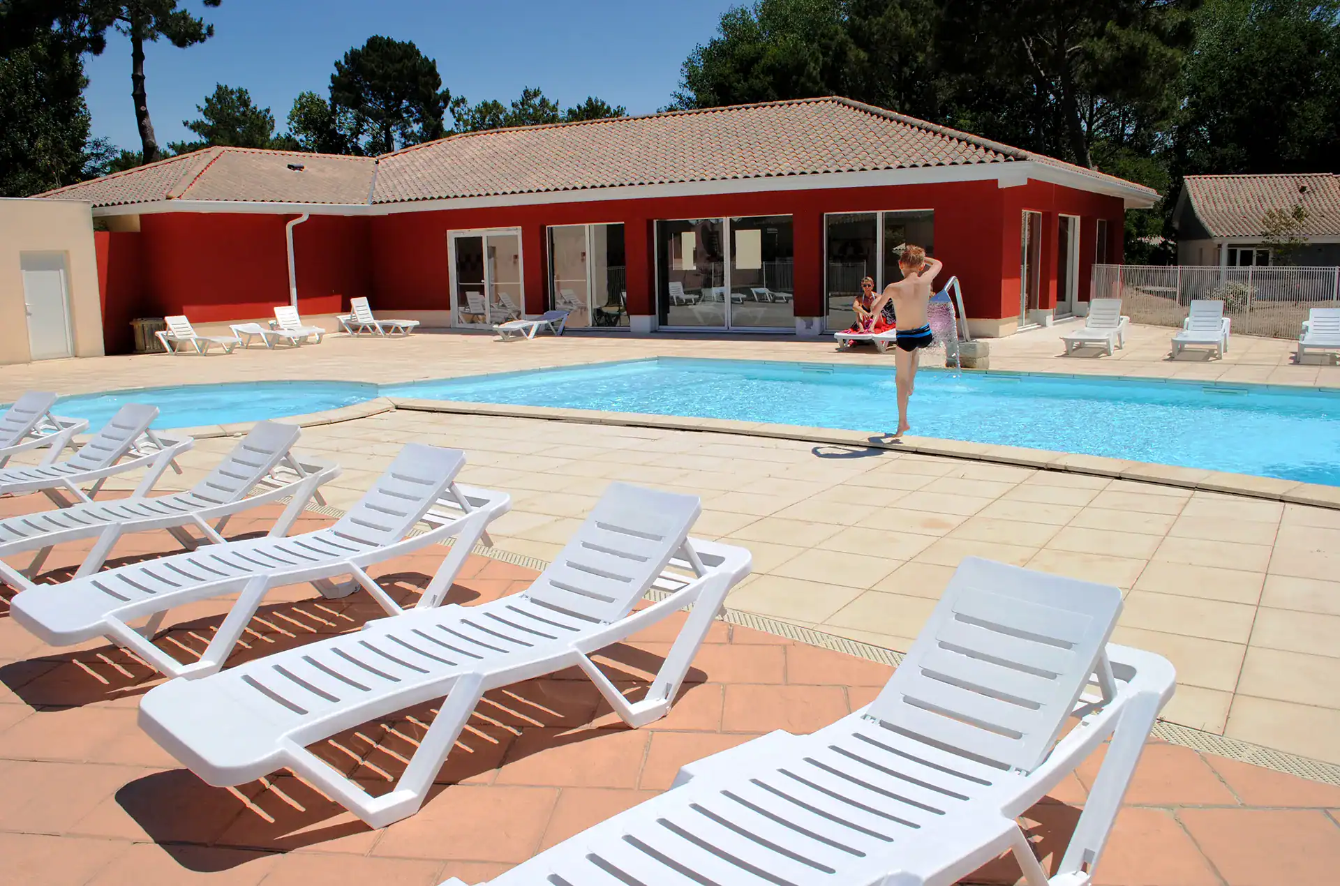 Outdoor swimming pools at the Goélia Les Rives de St Brice holiday residence in Arès, near Arcachon Bay