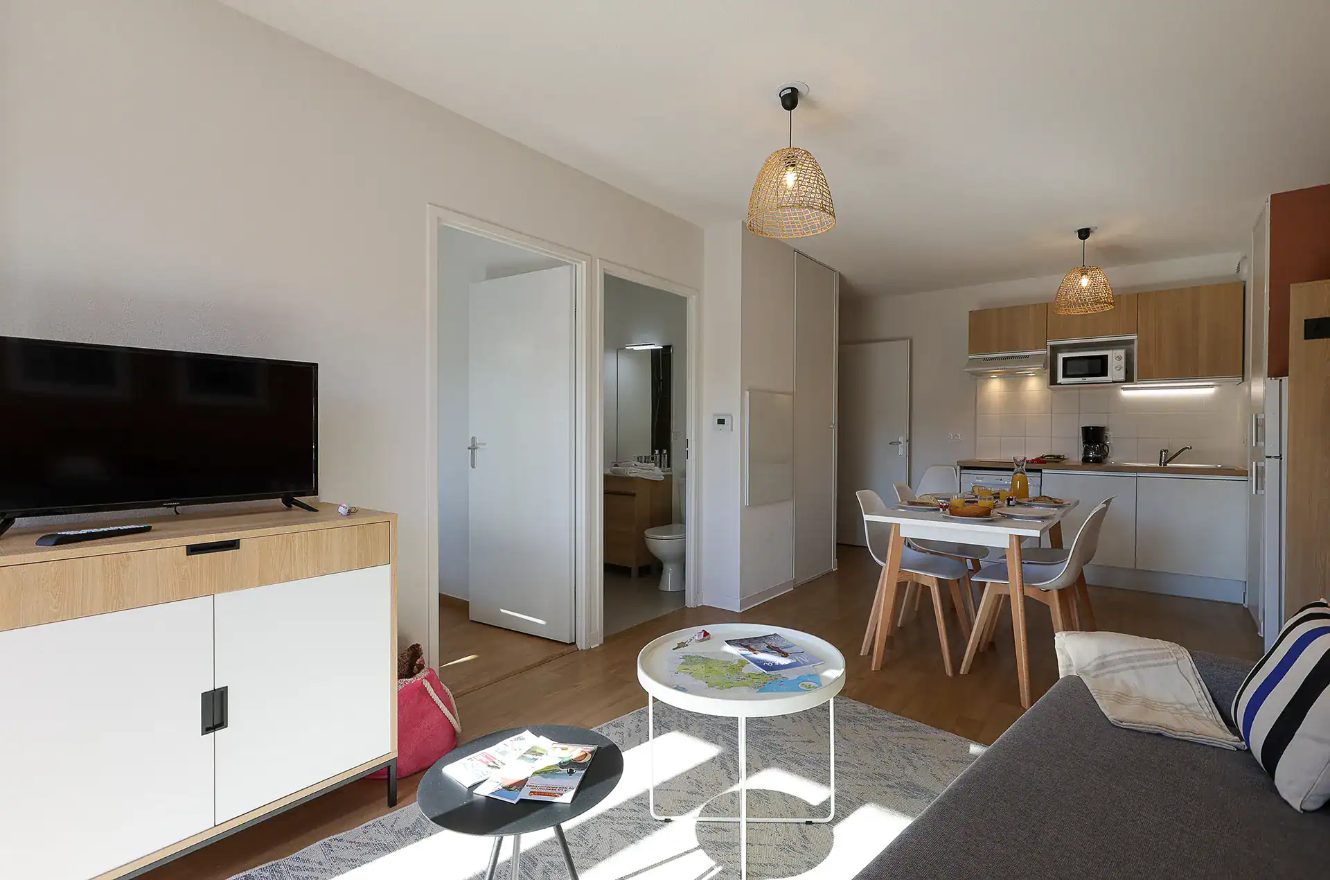 Example of the interior of accommodation at the Goélia Le Domaine d'Uhaina holiday residence in Urrugne in the Basque Country