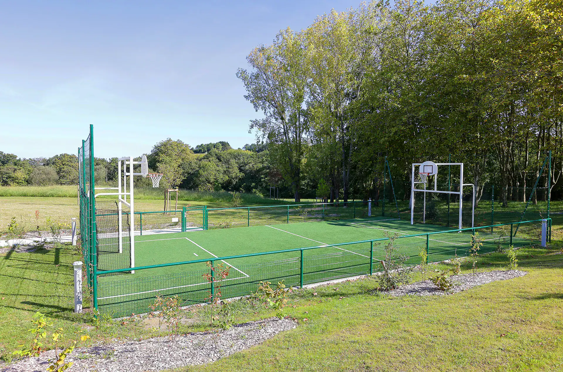 Tennis courts at the Goélia Le Domaine d'Uhaina holiday residence in Urrugne in the Basque Country