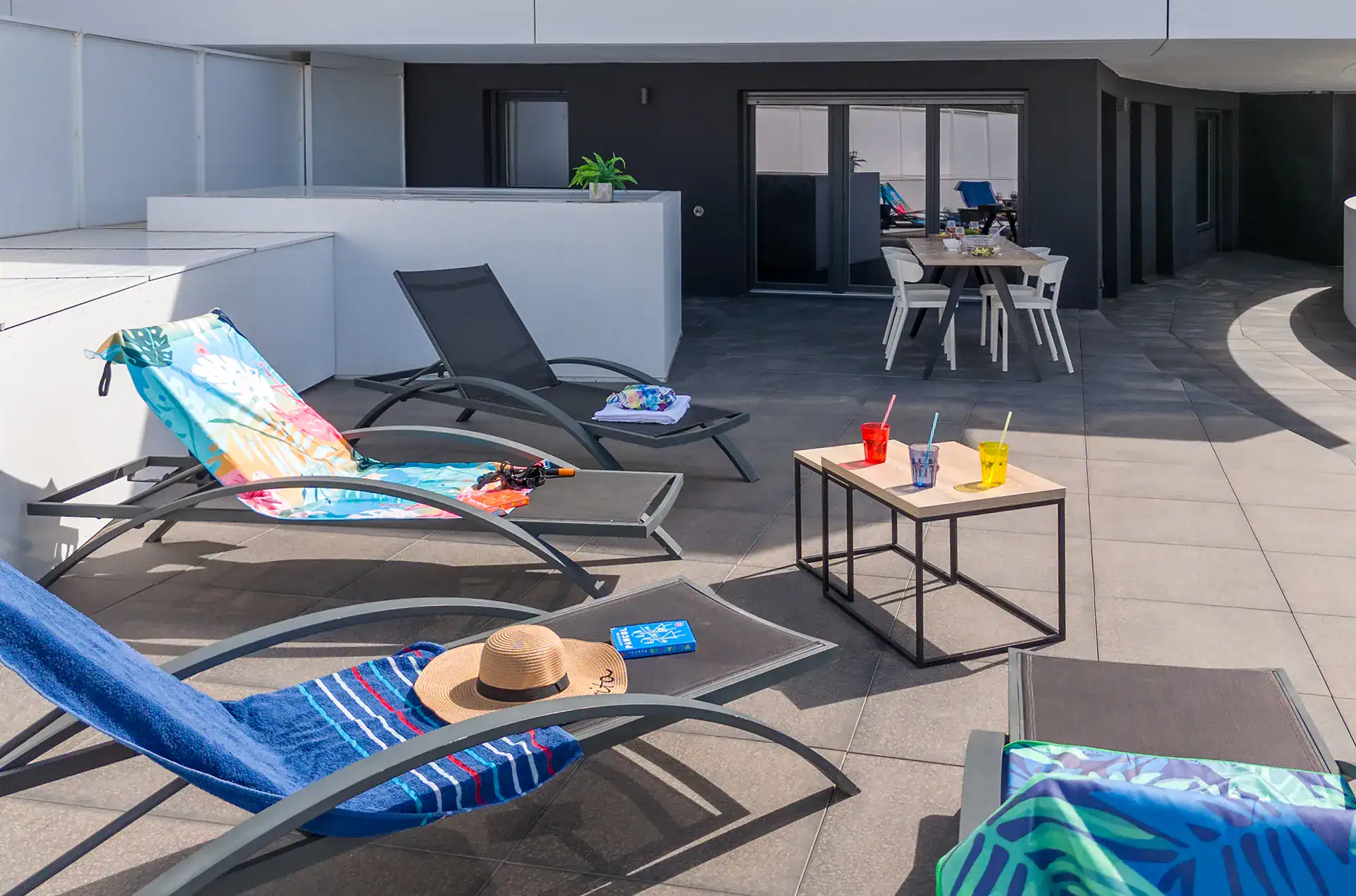 Solarium at the  Goélia Le Sylène holiday residence in Cap d'Agde