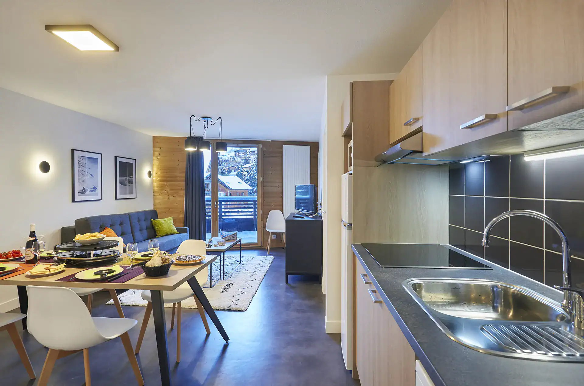 Example of the interior of accommodation at the Goélia Le Hameau holiday residence in Les Deux Alpes