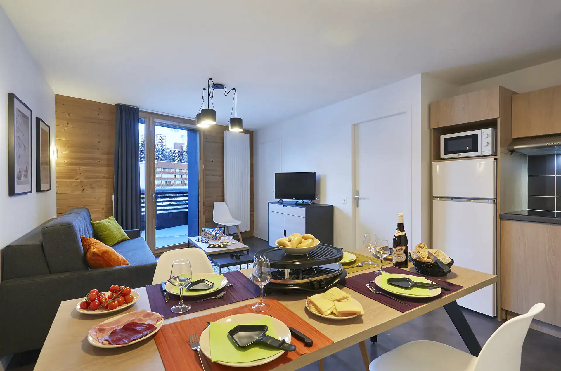 Example of the interior of accommodation at the Goélia Le Hameau holiday residence in Les Deux Alpes