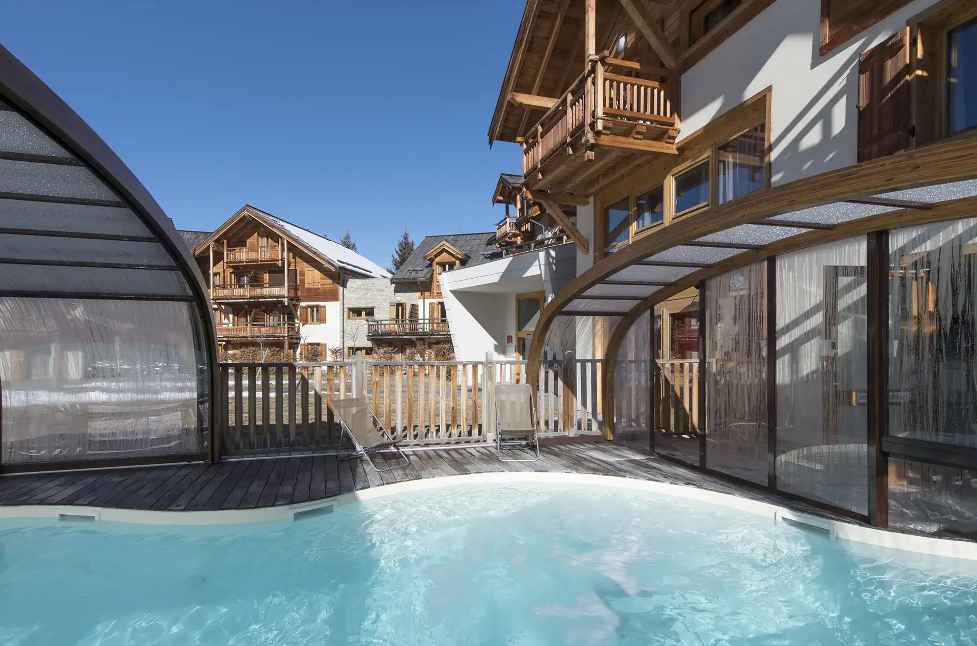 Heated indoor swimming pool at the Goélia L'Adret holiday residence in Serre-Chevalier