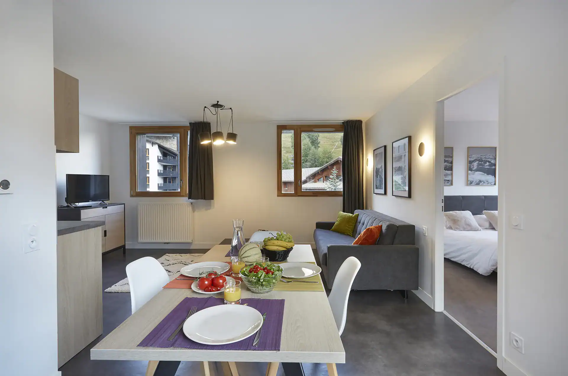 Example of the interior of a holiday home at the Goélia L'Adret holiday residence in Serre-Chevalier