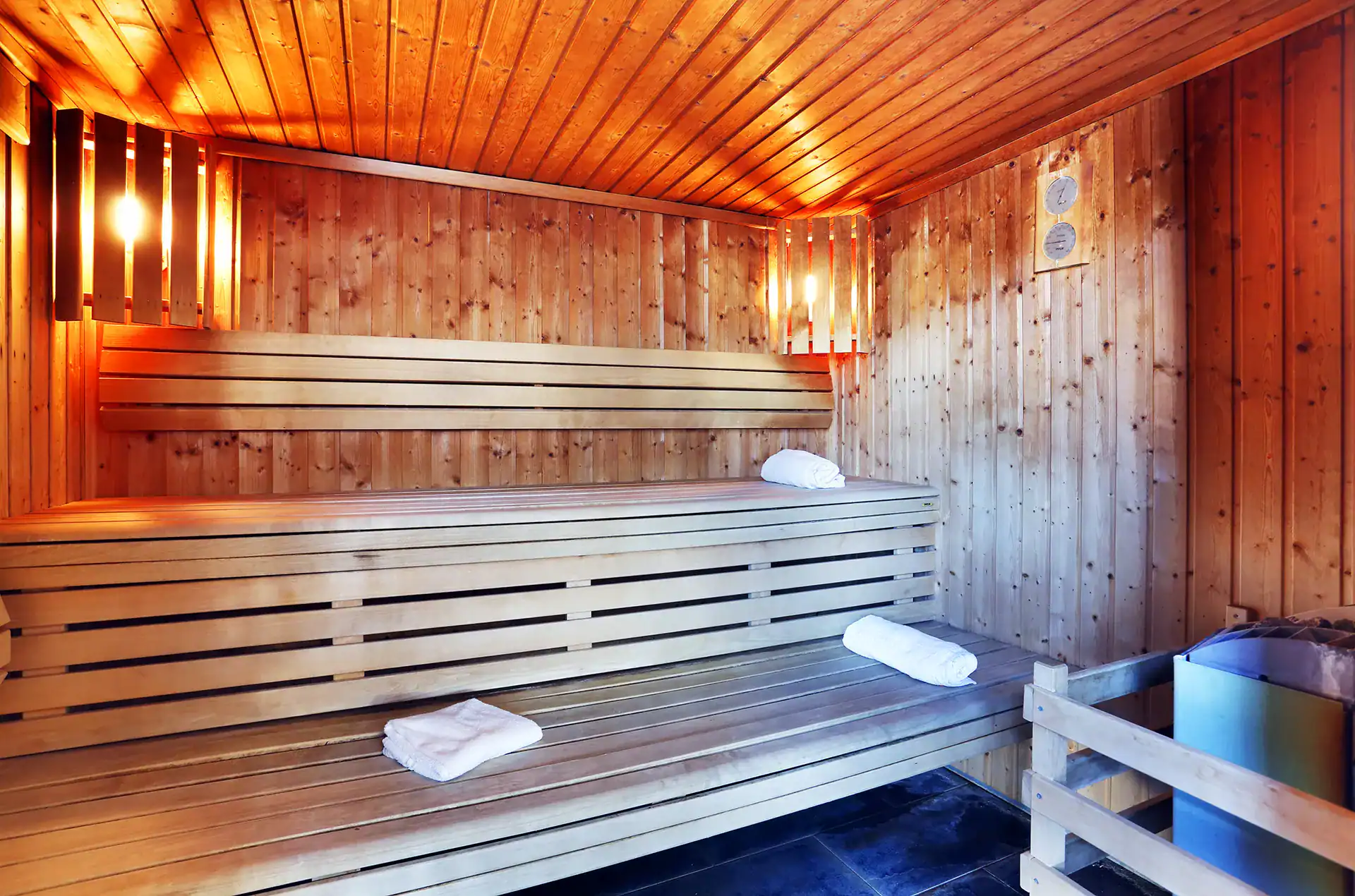 Sauna at the Goélia L'Aigle Bleu holiday residence in Serre Chevalier