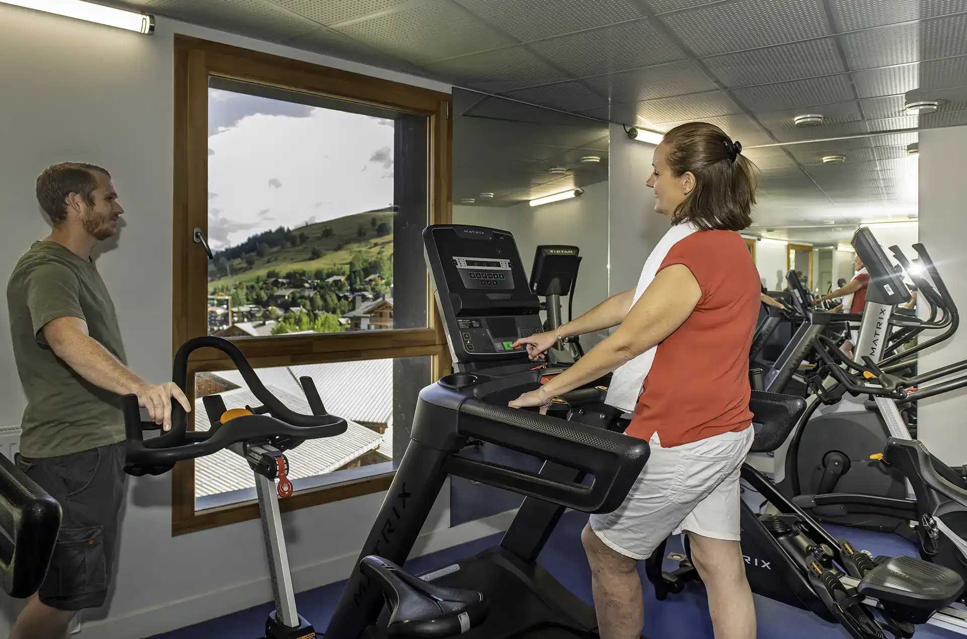 Fitness centre at the Goélia le Hameau holiday residence in Les Deux Alpes