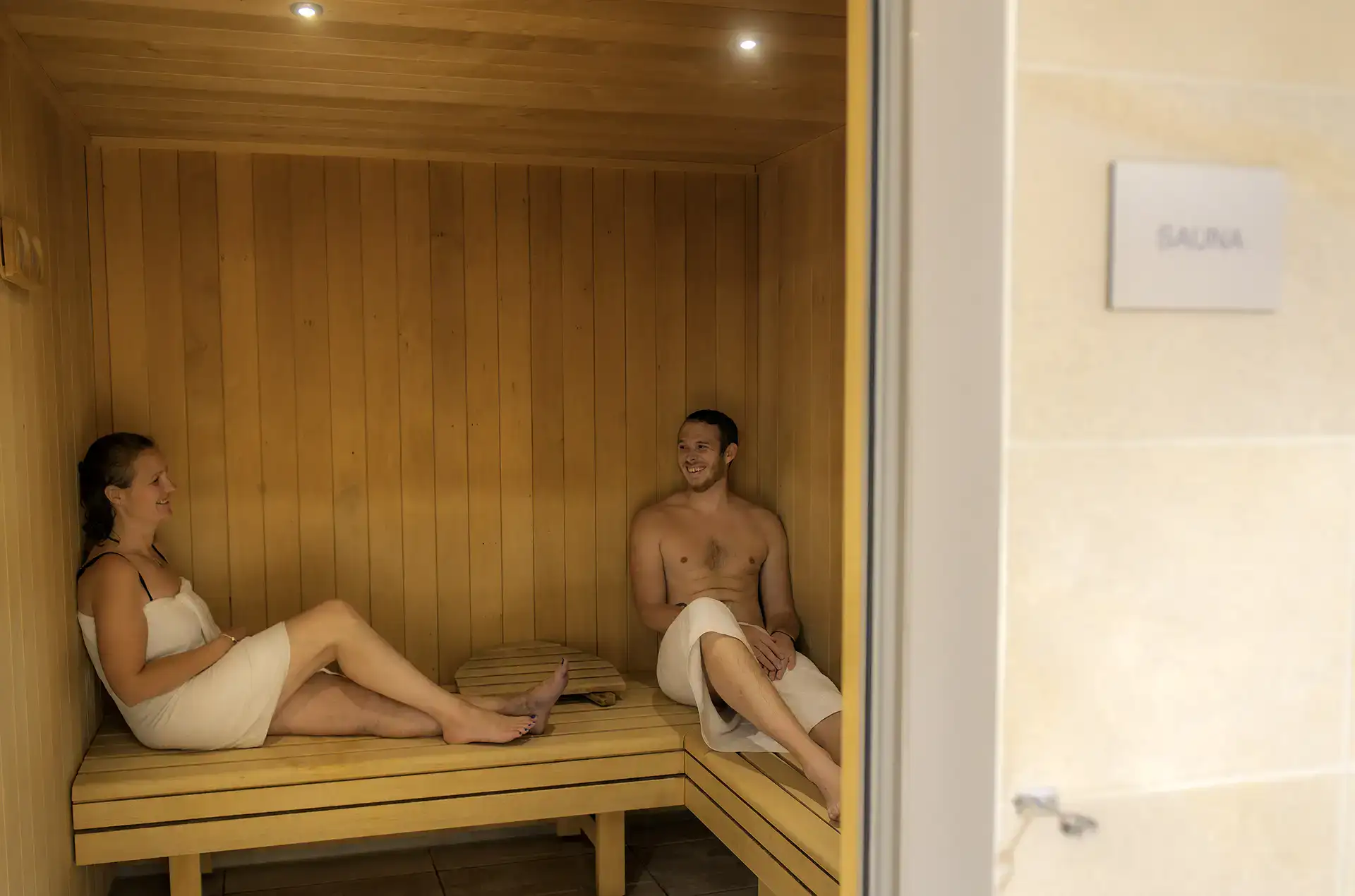 Sauna at the Goélia le Hameau holiday residence in Les Deux Alpes
