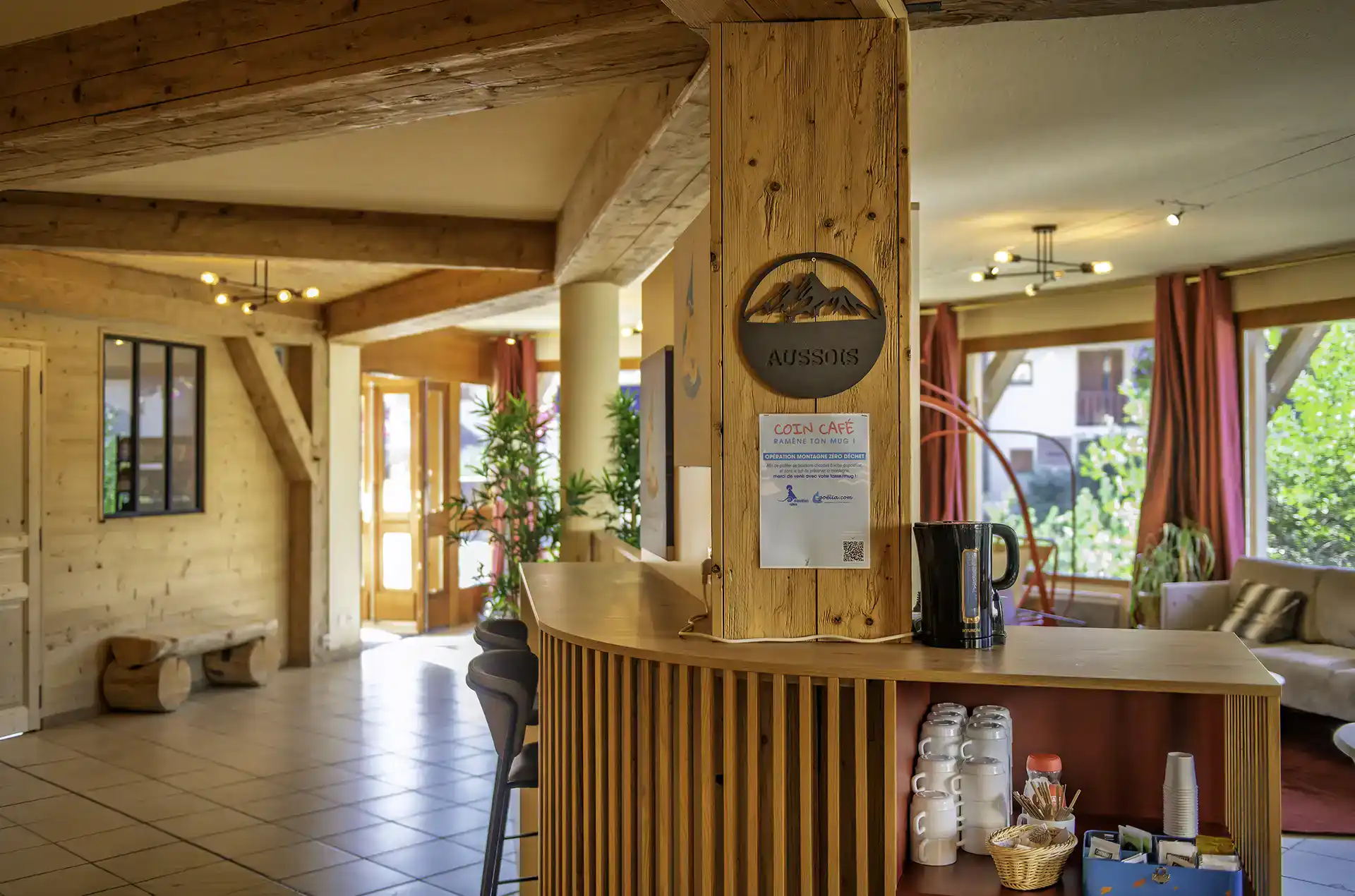 Coffee corner at the Goélia Les Flocons d'Argent vacation resort in Aussois